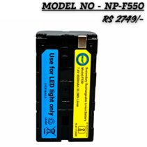 PICO NP-F550 rechargeable Li-ion battery for LED video lights, 7.4V 4500mAh 33.3Wh, black with blue and yellow labels.