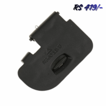 Black replacement battery door cover for a Canon EOS 5D Mark III (5D3) DSLR camera. The image shows the plastic door with the metal hinge pin area, designed to securely cover the LP-E6 battery compartment.