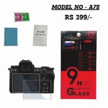 9H Tempered Glass Screen Protector kit for camera, Model A7S, priced at 399 rupees.