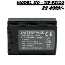 Sony NP-FZ100 Rechargeable Lithium-Ion Battery Pack, 7.2V 2280mAh 16.4Wh for Sony Alpha Cameras.