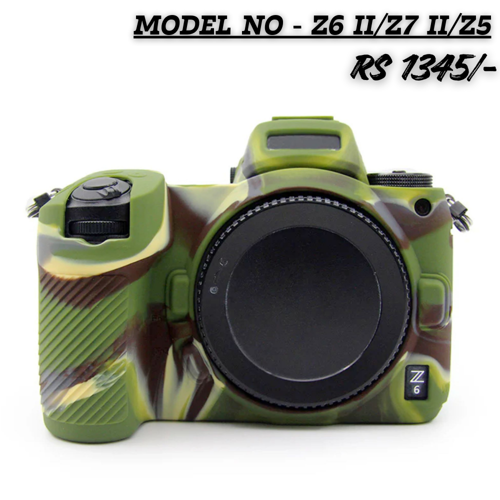 Nikon Z6 II Silicone Armor Case in Military Green, custom fit for shock protection and enhanced non-slip grip.