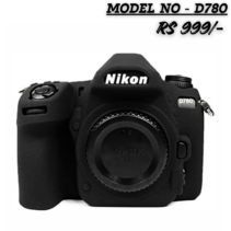 Black silicone protective camera case cover for Nikon D780 DSLR camera showing price RS 999/- and model number D780.