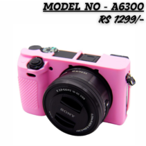 Pink Silicone Protective Camera Case compatible with Sony A6300 (Model A6300) mirrorless camera, priced at Rs 1299/-.