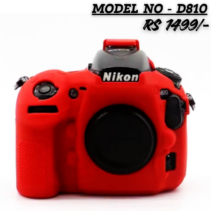Red silicone protective camera case, model D810, compatible with Nikon D810 DSLR camera, shown on a white background.