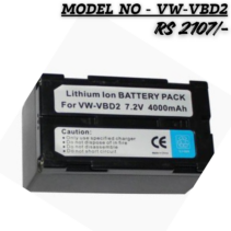 VW-VBD2 Lithium-Ion Battery Pack, 7.2V 4000mAh for professional video cameras and camcorders.
