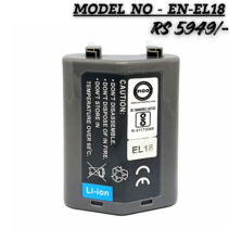 "Pico EN-EL18 10.8V 2500mAh Rechargeable Lithium-Ion Battery for Nikon D4 D5 D6 and Z9 cameras."