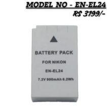 "Nikon EN-EL24 Rechargeable Li-ion Battery Pack, 7.2V 900mAh 6.2Wh, for Nikon 1 J5 Camera."