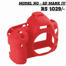 Red silicone protective case cover for a Canon 5D Mark IV camera body.