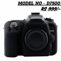 Black silicone protective case for Nikon D7500 DSLR camera cover, priced at RS 999.