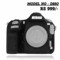 Nikon D850 black silicone camera cover (Model No. D850) providing enhanced grip and protective skin, priced at RS 999/-.