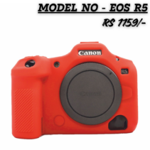 Red silicone protective case for Canon EOS R5 mirrorless camera with price tag of ₹1159.