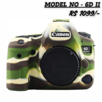 Canon 6D II silicone camera case in military green camouflage.