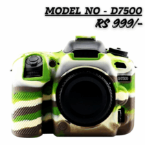 Military Green camouflage silicone cover for Nikon D7500 camera body, priced at RS 999/-.