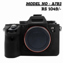 Black silicone protective cover for Sony Alpha A7 III, A7R III, or A9 camera body, showing the front view with lens mount and control dials.