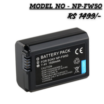 "NP-FW50 1500mAh 7.4V Rechargeable Li-ion Battery Pack for Sony Alpha and NEX series cameras."