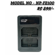 Pico NP-FZ100 dual battery charger for Sony cameras with LCD display and 899 Rupees price tag.