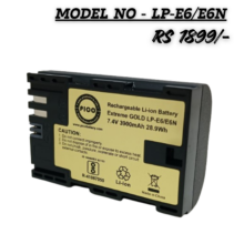 "PICO Extreme GOLD LP-E6 E6N 3900mAh high capacity camera battery for DSLR and Mirrorless cameras."