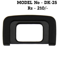"Close-up of a black Nikon DK-25 replacement rubber eyecup for DSLR camera viewfinders, shown against a white background."