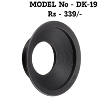 "DK-19 Rubber Eyecup for Nikon DSLR cameras, black circular viewfinder accessory featuring a ribbed interior design to block stray light."