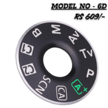 "Replacement mode dial cap for Canon EOS 6D DSLR camera showing shooting modes like Manual, Av, and Tv with adhesive backing."