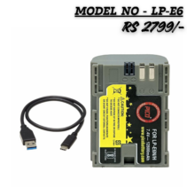 Pico LP-E6NH rechargeable camera battery 12800mAh with USB-C charging cable for Canon cameras.