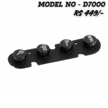 Close-up of a replacement rear button strip for a Nikon D7000 DSLR camera, featuring four black circular buttons with white icons for Menu, Help/Protect, Zoom Out, and Zoom In on a black base.