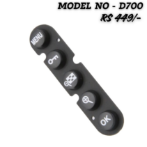 Replacement rear cover button unit for Nikon D700 DSLR camera featuring Menu, Key Lock, Zoom, and OK buttons on a black rubber strip.