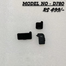 "Replacement 3-piece black rubber terminal cover set for Nikon D780 camera, including MIC and HDMI port protectors, displayed on a white textured background with price text RS 499."