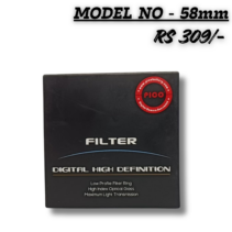 PICO 58mm Digital High Definition UV Filter box with low profile filter ring and high index optical glass, priced at RS 309.