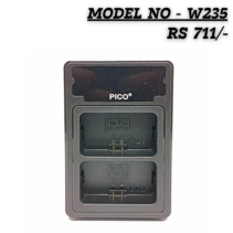 PICO Dual Channel Battery Charger for Fujifilm NP-W235 with two charging slots and LED indicators.
