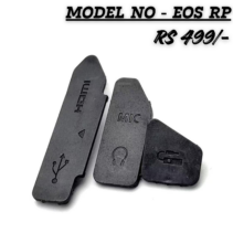 "Replacement 3-piece black rubber interface port covers for Canon EOS RP camera including HDMI, USB, and Mic terminal protectors."