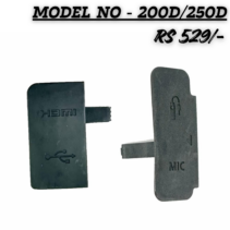 "Replacement black rubber interface port covers for Canon EOS 200D and 250D cameras featuring HDMI, USB, and MIC icons."