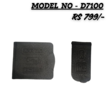 "Replacement rubber interface port covers for Nikon D7100 camera showing labels for A/V Out, USB, HDMI, MIC, and GPS ports."