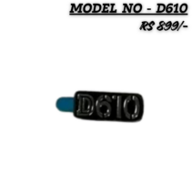 "Replacement Nikon D610 camera body nameplate logo badge in black and silver, model D610 identification label."