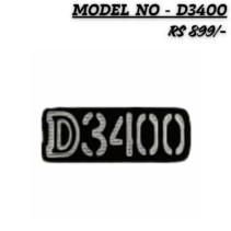 Replacement Nikon D3400 camera body nameplate logo badge with model number D3400 in silver text on a black background.