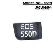 Replacement Canon EOS 550D camera body nameplate logo badge showing white "EOS 550D" text on a black background.