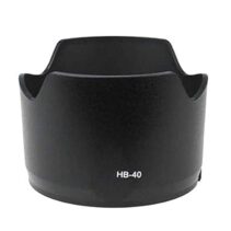 Black HB-40 petal-shaped lens hood for Nikon AF-S 24-70mm f/2.8G ED lens.