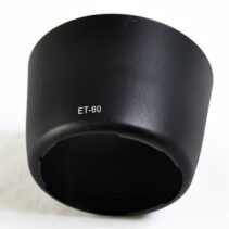 Black ET-60 dedicated lens hood with bayonet mount for Canon EF 75-300mm and EF-S 55-250mm lenses.