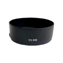 "Canon ES-65B Black Lens Hood for Canon RF 50mm f/1.8 STM Lens on a white background."
