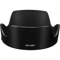 Black EW-83M tulip-style petal lens hood for Canon EF 24-105mm and 24-70mm lenses, featuring a matte finish and bayonet mount.