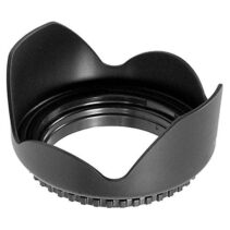 "DC-SN 52mm Universal Tulip Flower Lens Hood for camera lenses. High-quality black petal-shaped screw-in hood designed to reduce lens flare and protect 52mm filter threads."