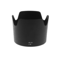 An educational diagram showing a side view of a DSLR camera. The top half demonstrates how light enters the lens without a hood, creating flare; the bottom half shows an Altura Photo Lens Hood blocking stray light rays to keep the field of view clear.