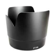 Black petal-style Canon ET-86 lens hood for EF 70-200mm lenses, isolated on a white background.