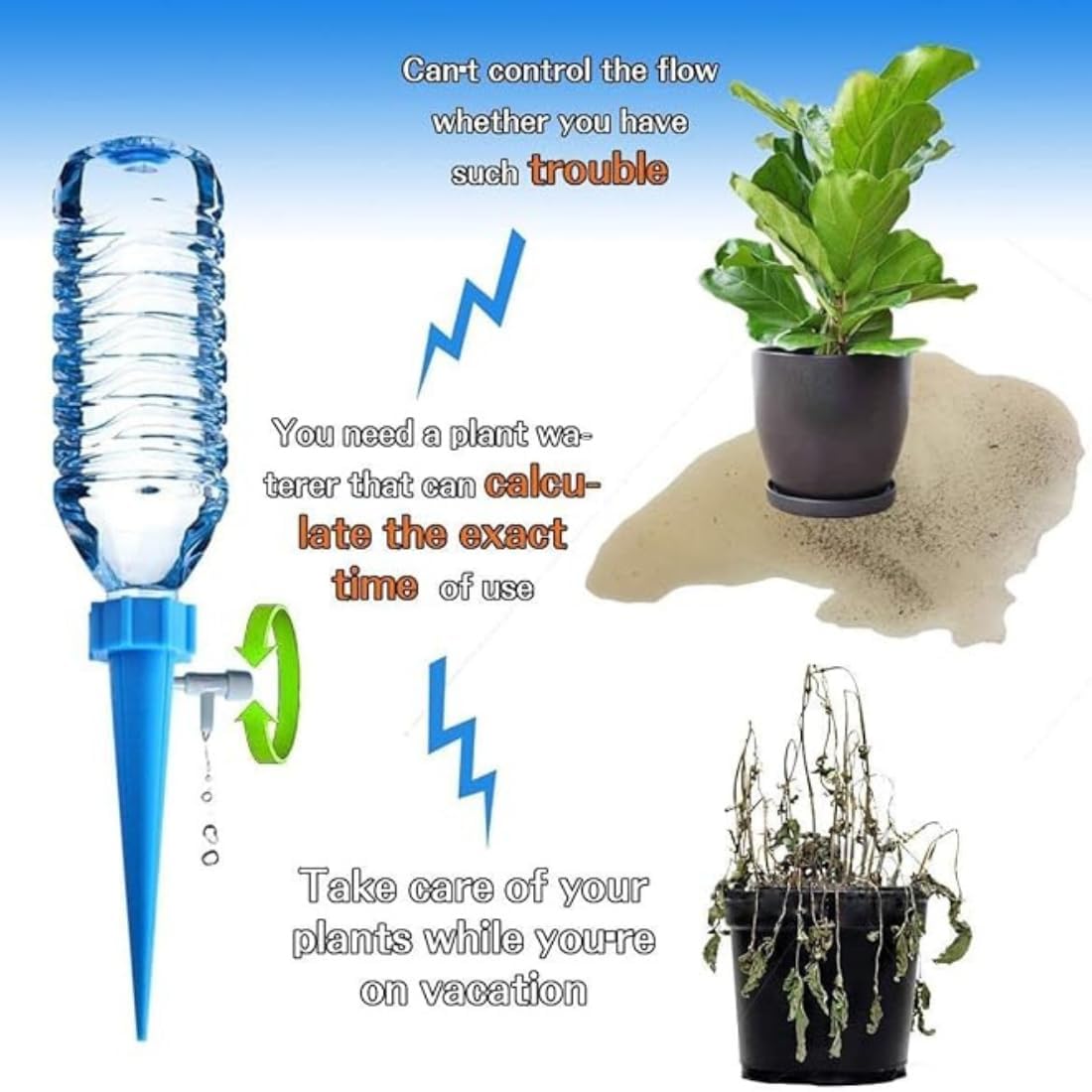PICO 12-Piece Self-Watering Spikes Set | Adjustable Drip Irrigation for Indoor & Outdoor Plants - Image 6