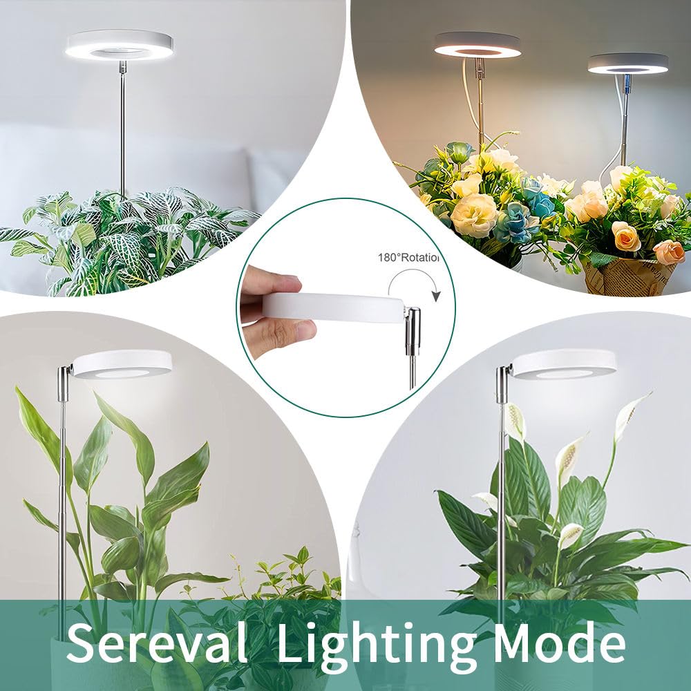 PICO Adjustable LED Halo Grow Light | Full Spectrum USB Plant Lamp | White - Image 5