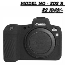 PICO Premium black silicone protective case custom-fitted for Canon EOS R mirrorless camera body.