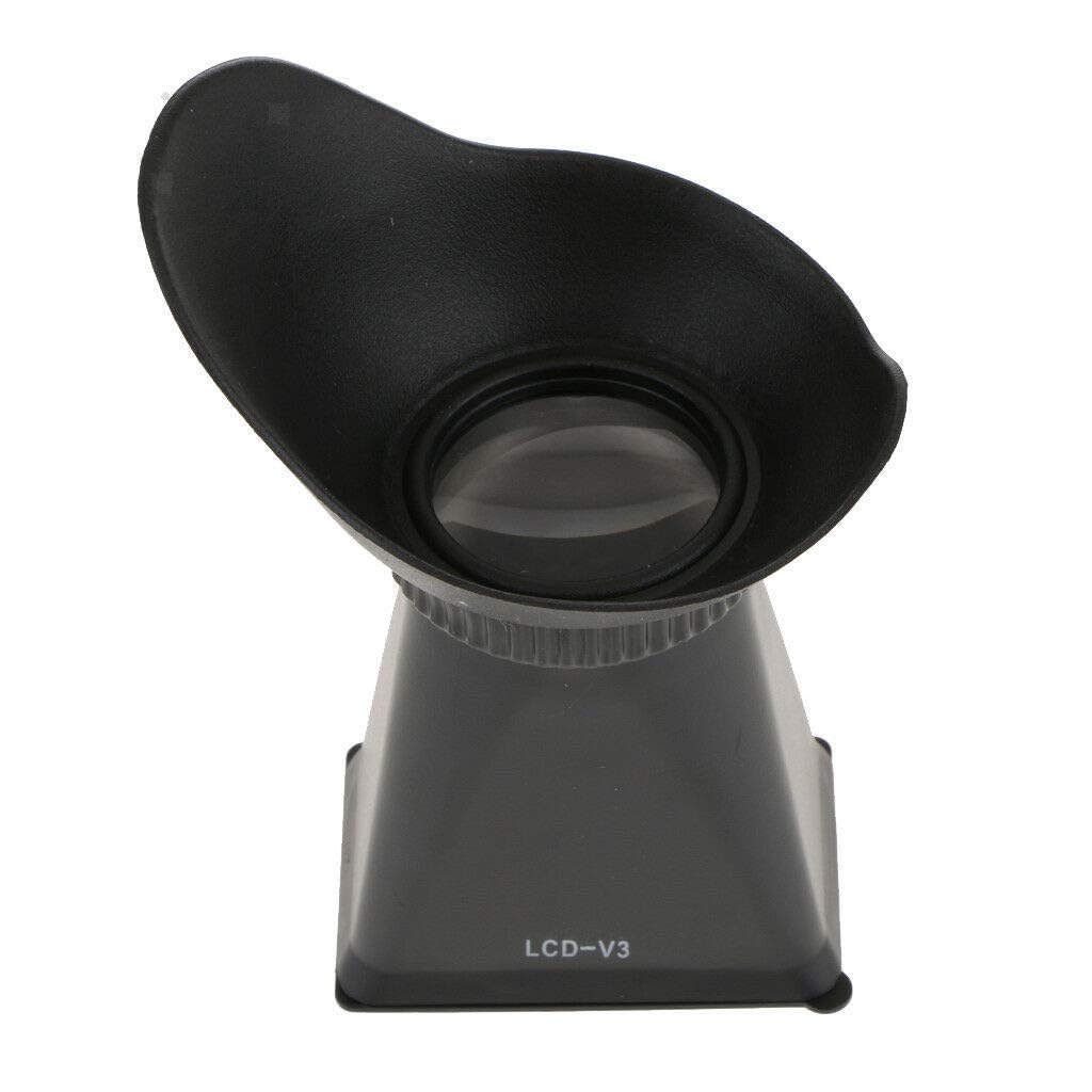 Front-facing view of the BTER LCD-V3 viewfinder highlighting the 3X magnification lens and the ergonomic curved eyecup designed to block ambient light.