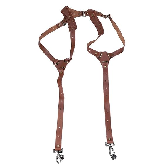 PICO Dual Shoulder Leather Camera Strap | Adjustable Multi-Camera Harness - Image 2